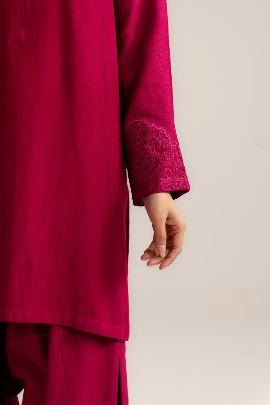Rani Pink Lawn Suit Embroidered Sleeve Cuff Detail - Bin Ahmad